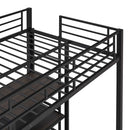 Metal Loft Bed With Desk, 3 Shelves And Ladder