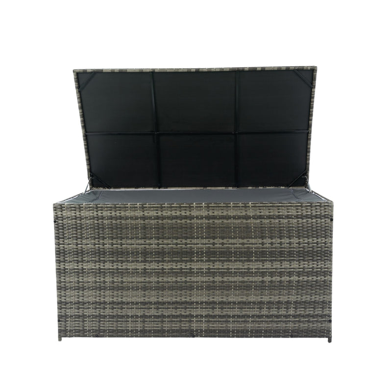 Outdoor Storage Box, Wicker Patio Deck Boxes With Lid, Outdoor Cushion Storage For Kids Toys, Pillows, Towel, Wicker