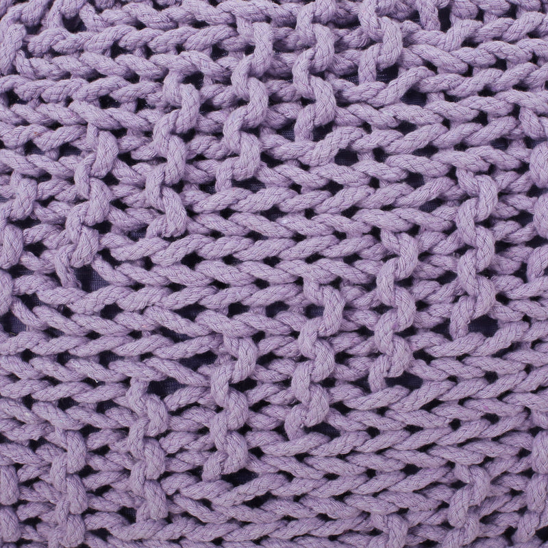 Bordeaux - Knitted Cotton Round Pouf Ottoman