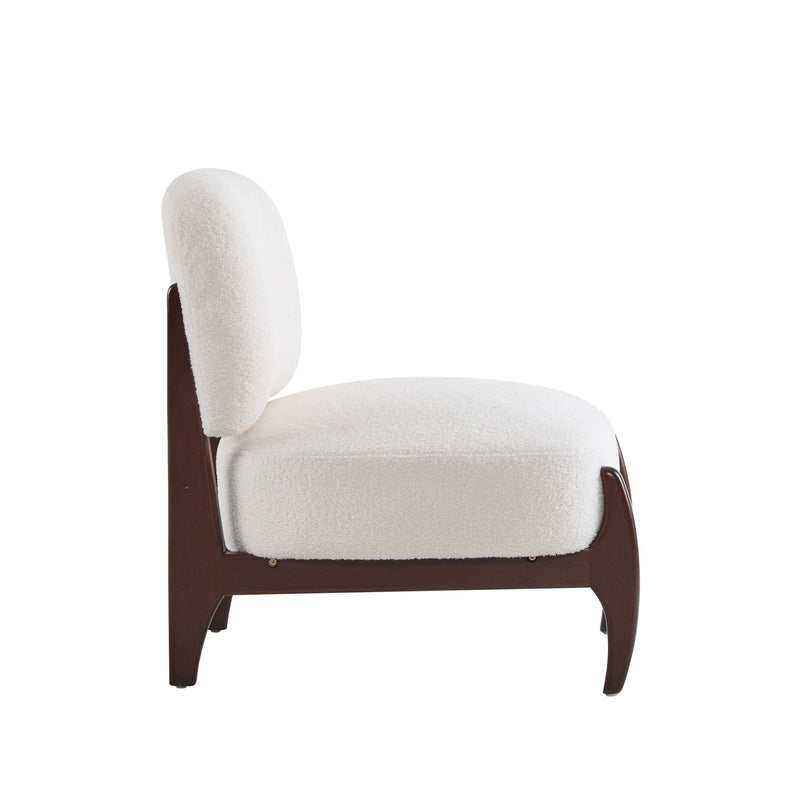 Modern Boucle Lounge Chair With Solid Wood Fram