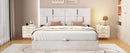Queen Size Upholstered Platform Bed with Hydraulic Storage System,No Box Spring Needed,Beige
