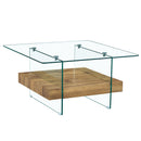 Modern 2 Tier Square Coffee Table, Elegant Marble Pattern