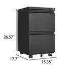 2 Drawer File Cabinet With Lock, Metal Under Desk Rolling Filing Cabinet Fits Letter / Legal / A4 Size For Home Office, Mobile Filing Cabinet