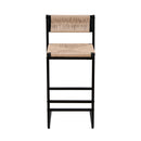 Bar Stools Paper Rope Weave Dining Chairs With Back Hand Weave Stools For Kichen Island, Bar & Counter (Set of 2)