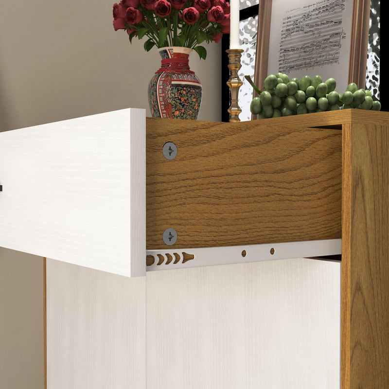 Freestanding Wooden Shoe Cabinet, 4 Tier Organizer With Drawer