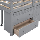 Loft Bed With Retractable Writing Desk And 4 Drawers, With Lateral Portable Desk And Shelves