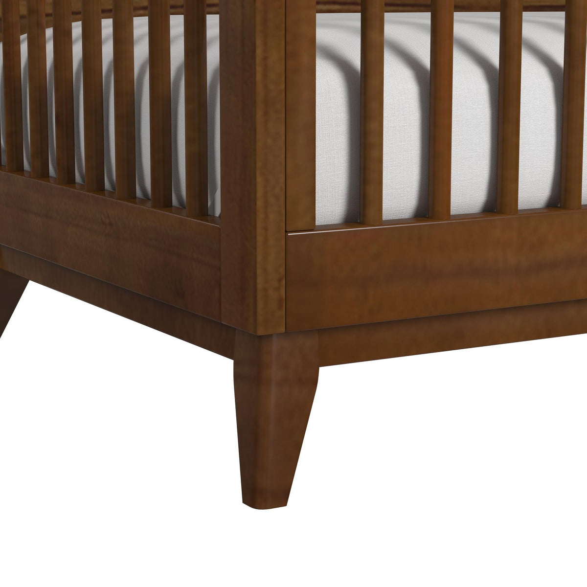 Malia Crib With High Headboard And Guardrail in Walnut by Elements International, view 7