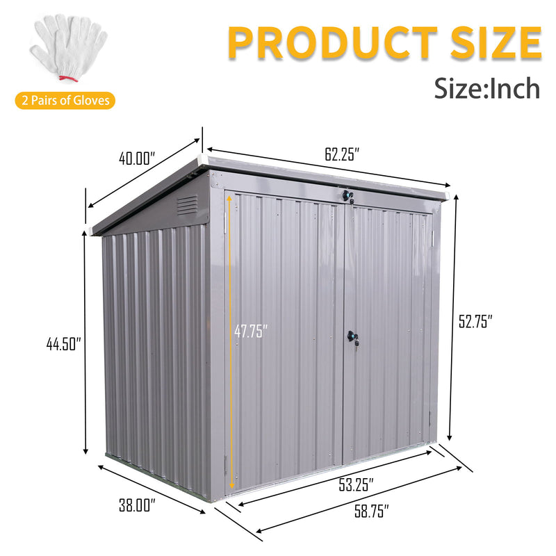 Garbage Bin Shed Stores 2 Trash Cans Metal Outdoor Bin Shed For Garbage Storage