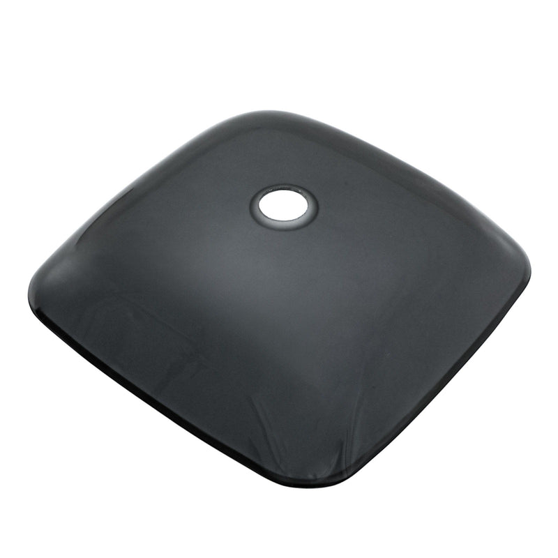 Square Vessel Sink For Bathroom, Above Counter Design With Pop Up Drain, Smooth Rounded Edges - Grey