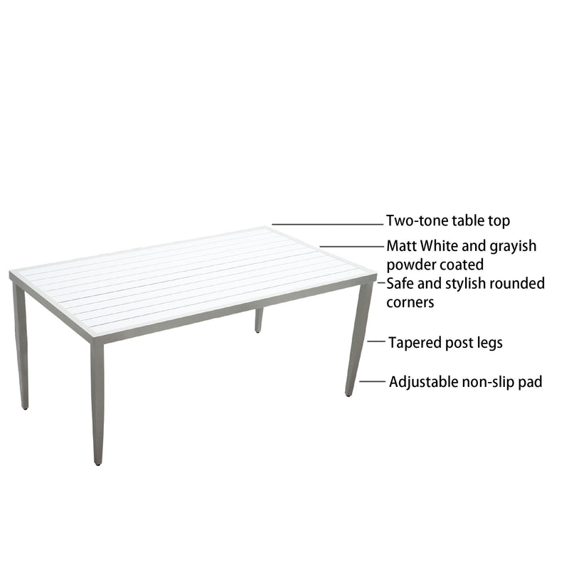 Outdoor Patio Rectangle Dining Table With Tapered Feet & Umbrella Hole