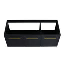 Contemporary 48" Wall Mounted Bathroom Vanity With Resin Sink And Soft Closing Doors And Line - Black Chestnut
