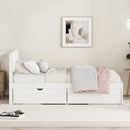 Modern Twin Bed Frame With 2 Drawers For White High Gloss Headboard and Footboard With Washed White Color