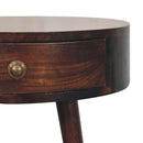 Nordic Circular Shaped Bedside Table - Walnut