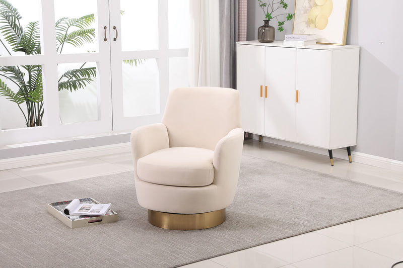 Swivel Barrel Chair, Swivel Accent Chairs Armchair For Living Room, Reading Chairs For Bedroom Comfy, Round Barrel Chairs With Gold Stainless Steel Base