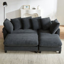 Upholstered L Shaped Sectional Sofa With Storage, Movable Ottoman, And 6 Throw Pillows