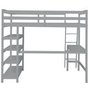 Loft Bed Full with desk,ladder,shelves , Grey