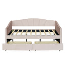 Upholstered Daybed With Two Drawers And Wood Slat