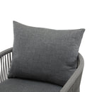 Modern Curved Aluminum Lounge Chair With Stylish Rope Weave Design And Cushioned Comfort For Outdoor