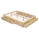 Full Size Platform Bed with 6 Storage Drawers,Antique Natural