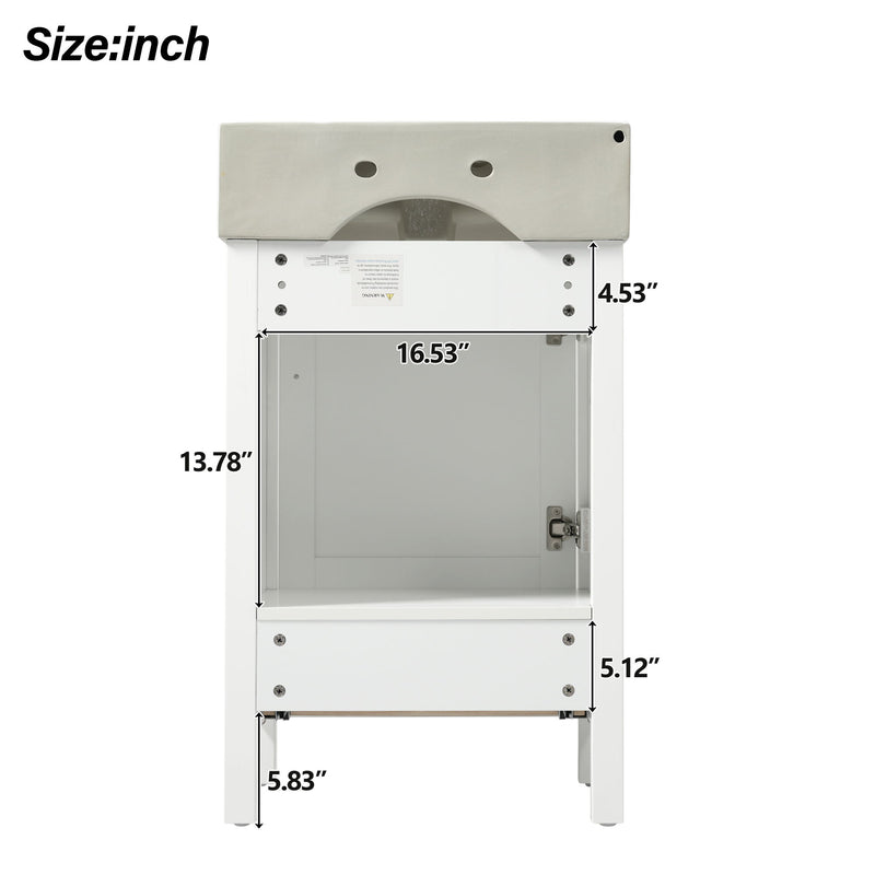20.28" Bathroom Vanity With Sink & Storage - White