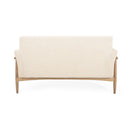 Modern Fabric Upholstered Loveseat With Elm Wood Legs And Flare Arms - Beige