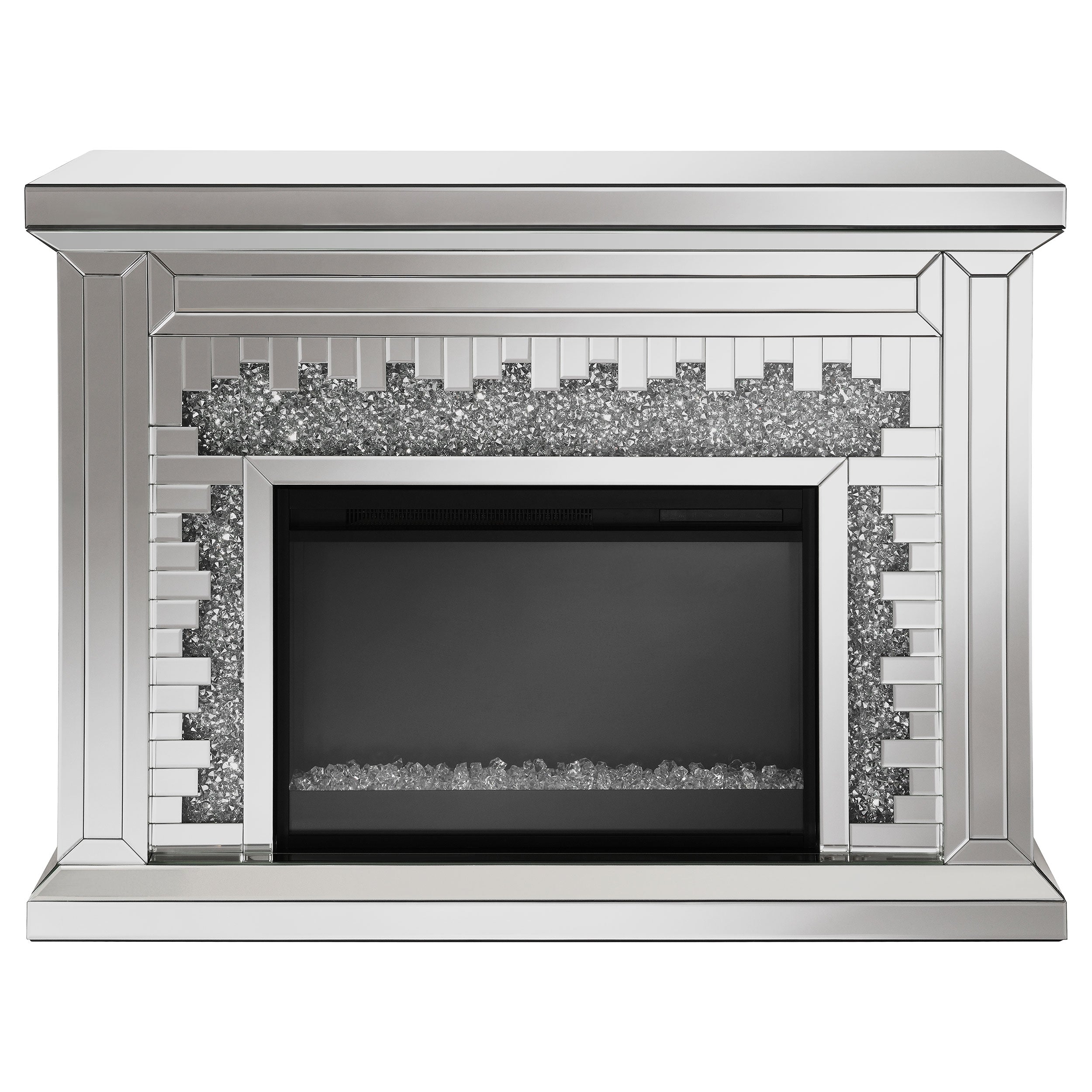 Gilmore Mirrored Freestanding Electric Fireplace Silver — view 4