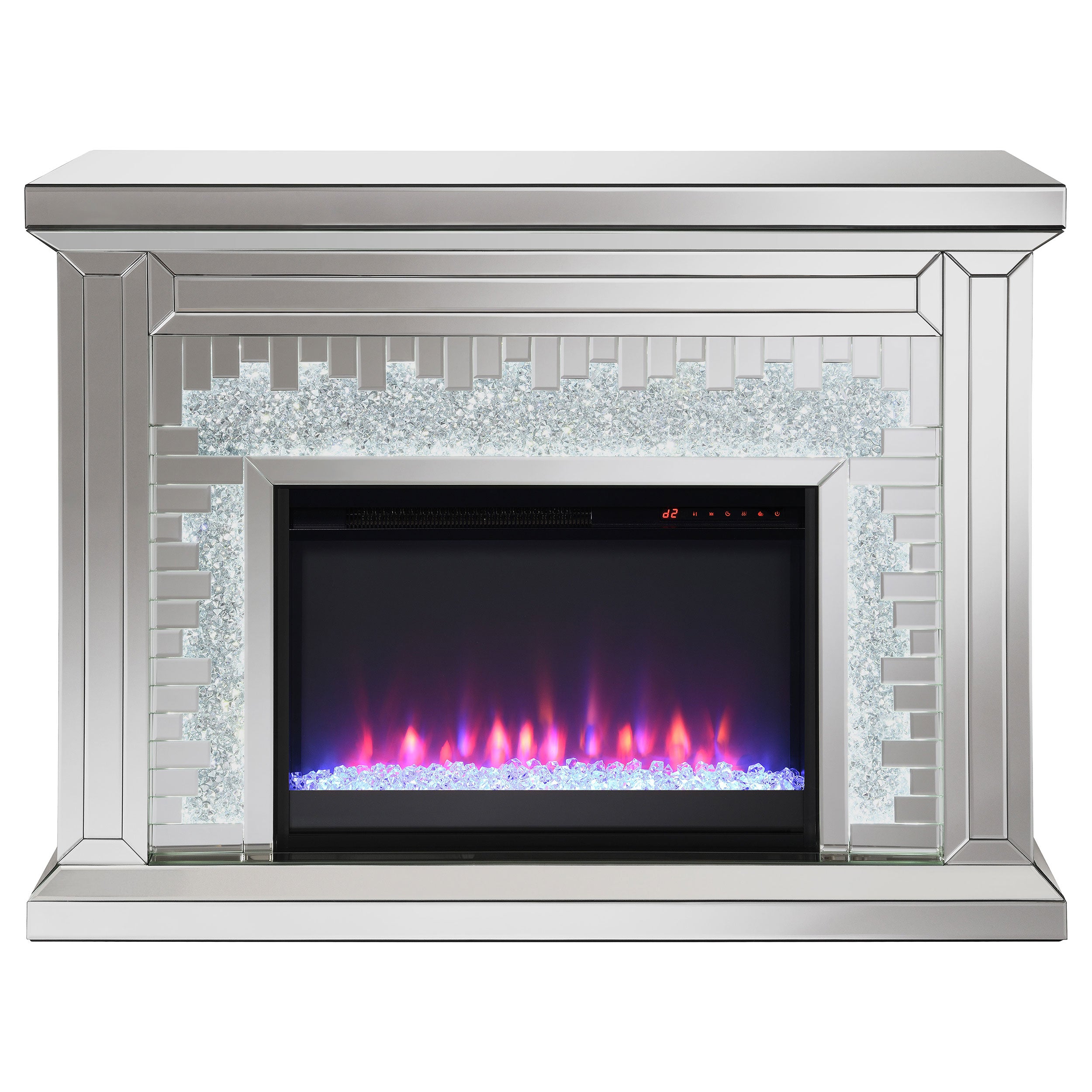 Gilmore Mirrored Freestanding Electric Fireplace Silver — view 5