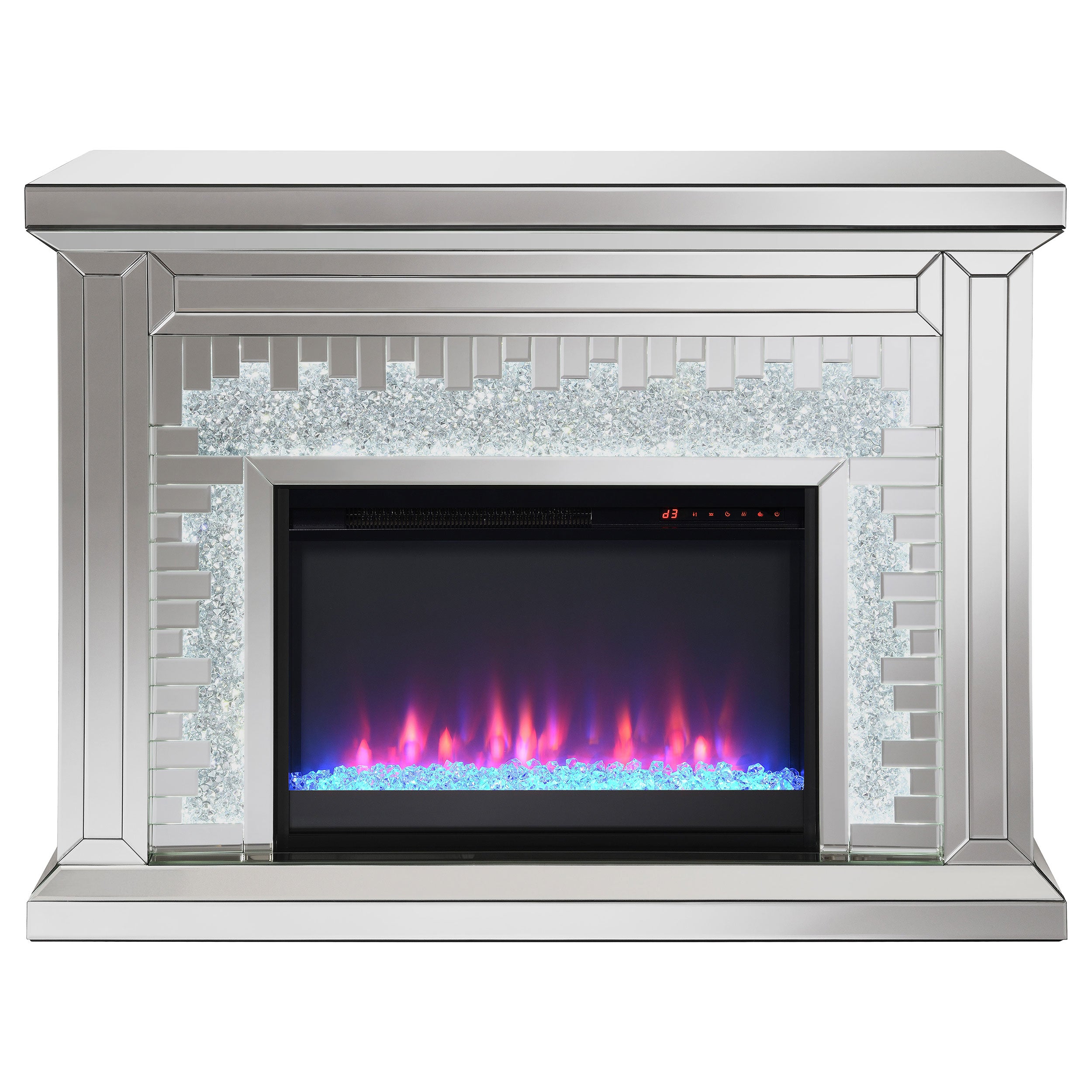 Gilmore Mirrored Freestanding Electric Fireplace Silver — view 6