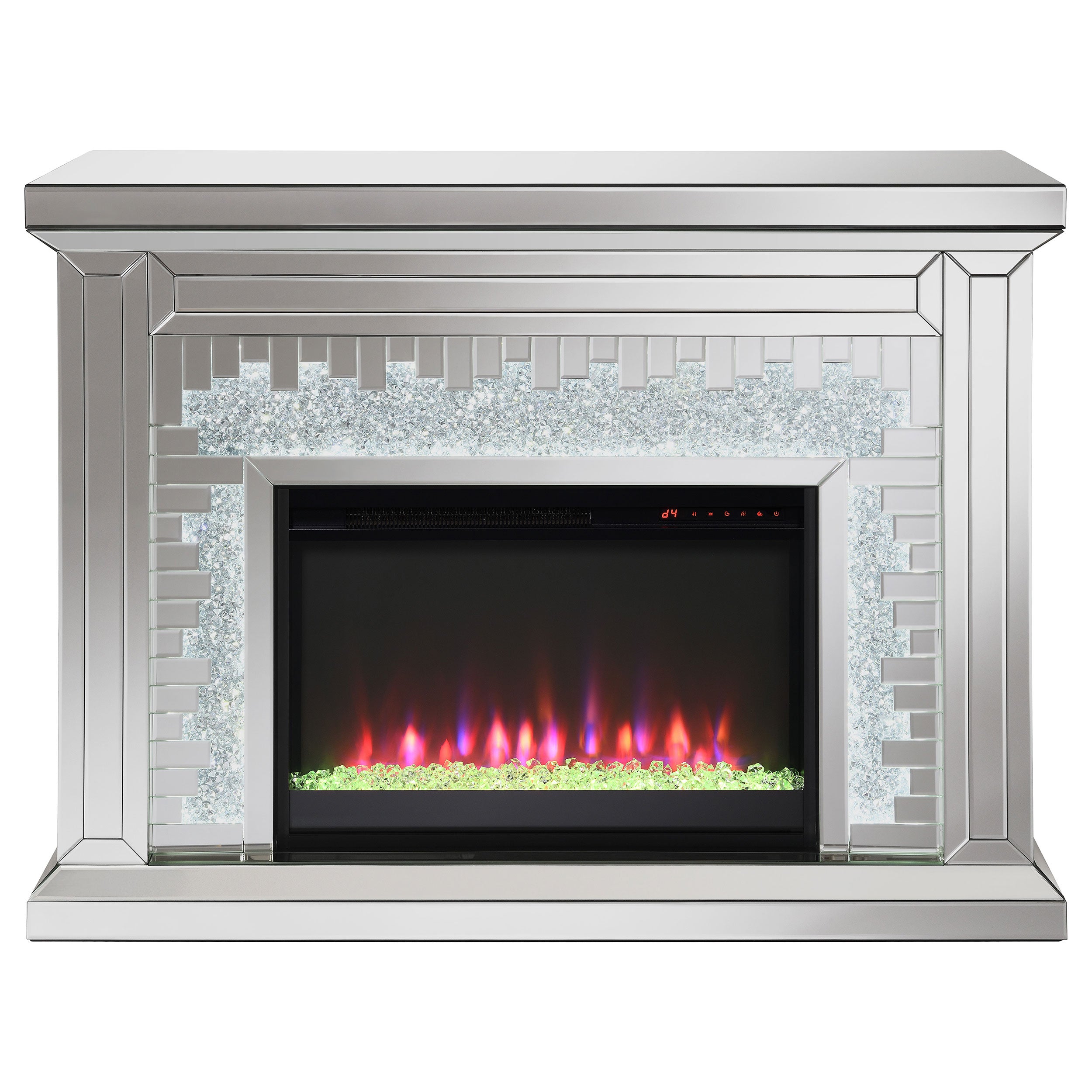 Gilmore Mirrored Freestanding Electric Fireplace Silver — view 7