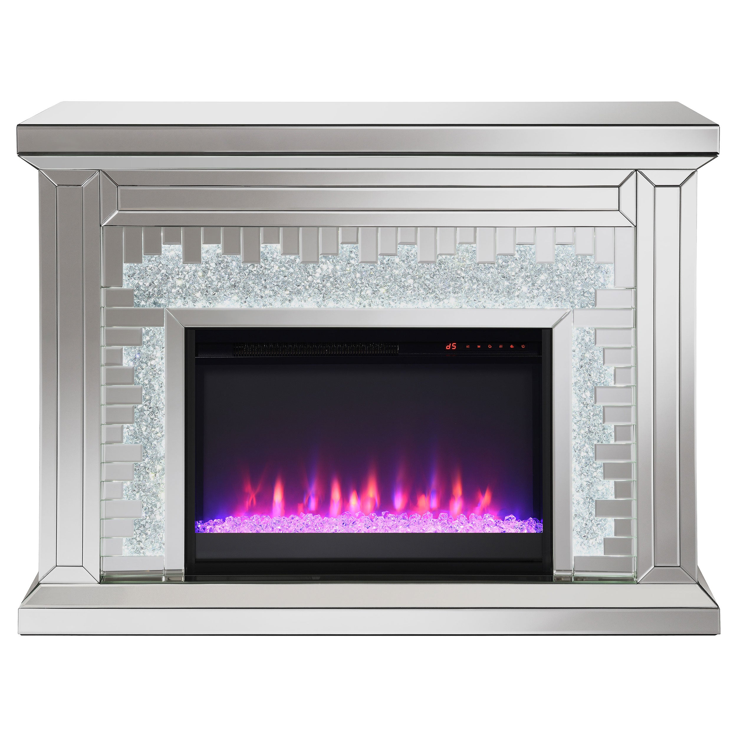 Gilmore Mirrored Freestanding Electric Fireplace Silver — view 8