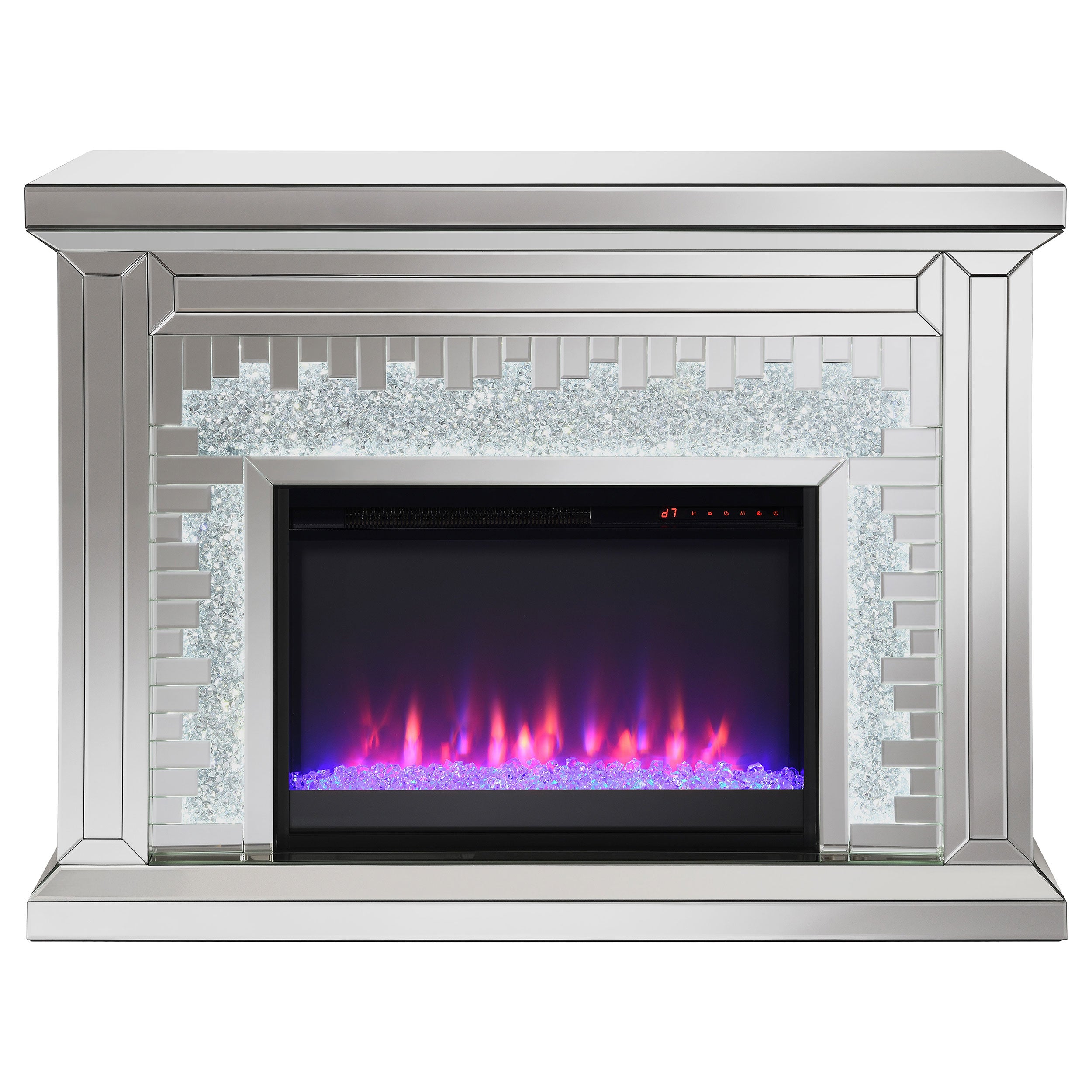 Gilmore Mirrored Freestanding Electric Fireplace Silver — view 10