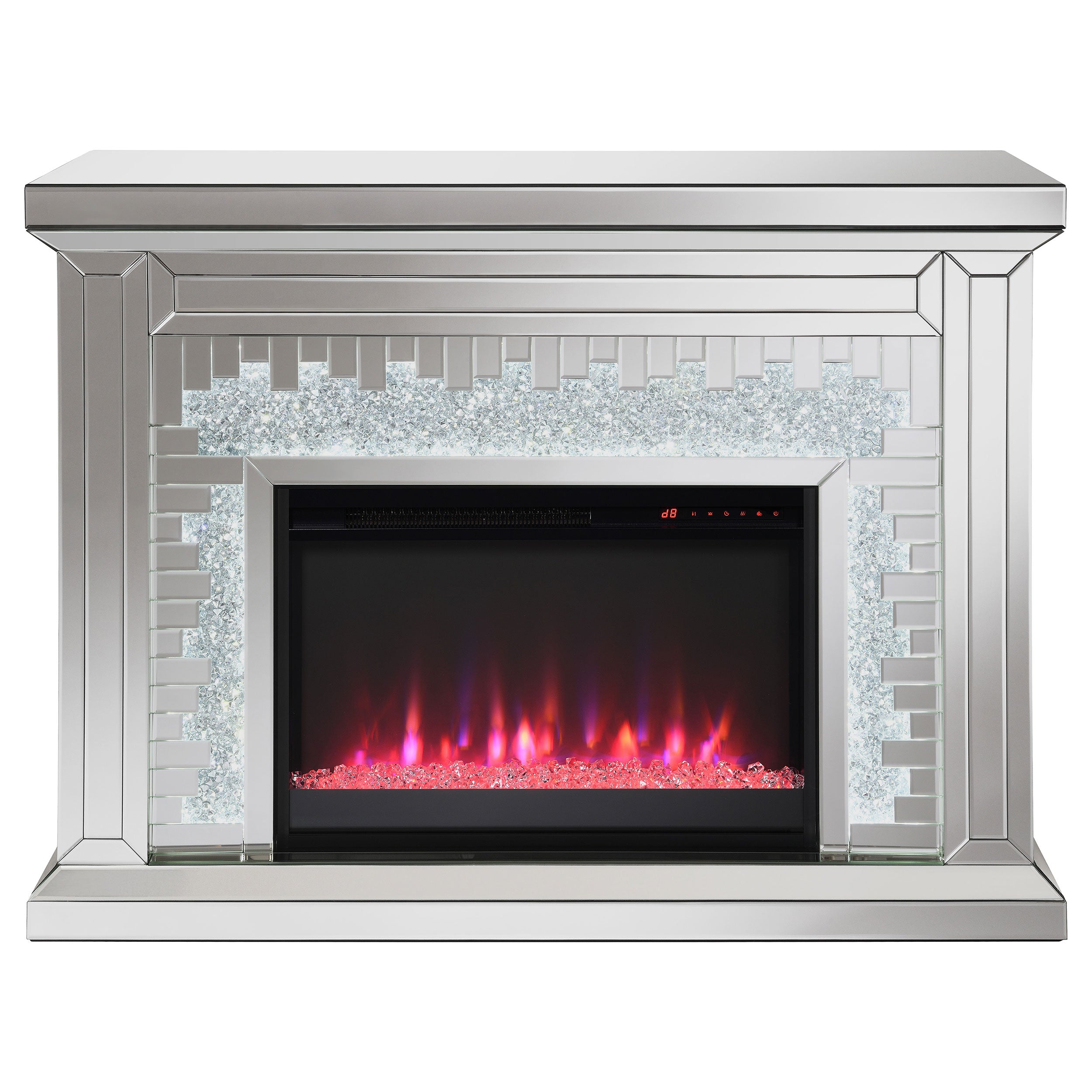 Gilmore Mirrored Freestanding Electric Fireplace Silver — view 11
