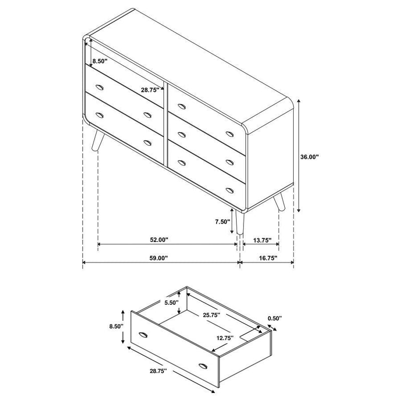Robyn - 6-Drawer Bedroom Dresser