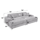 Hilde - Sectional Sofa With 4 Pillows - Light Gray Corduroy