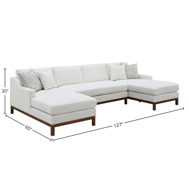 Valiant - Chenille Sectional Sofa With 4 Pillows - Ivory