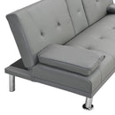 Modern Sofa Bed With Armrest 2 Holders, Wood Frame & Stainless Leg