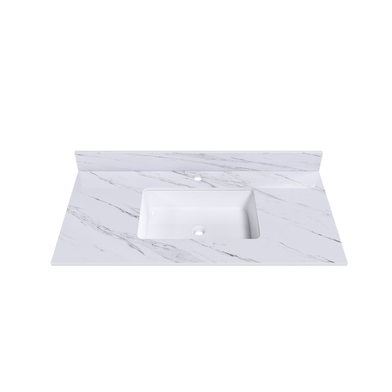 Bianco Carrara Venato Marble Vanity Top With Pre Drilled Faucet Hole And Undermount Sink