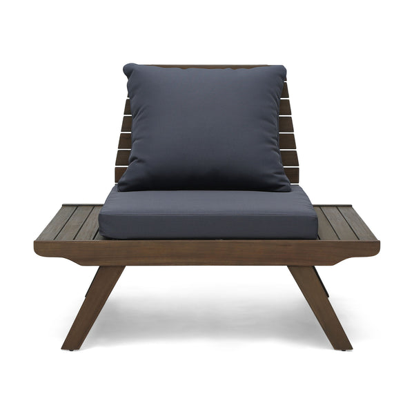 Aticus - 4 Person Outdoor Seating Group With Cushions, Slatted Club Chair - Dark Gray