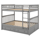 Full over Full Bunk Bed with Drawers, Convertible Beds, Gray(OLD SKU:SM000241AAE-1)