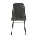 Outdoor Dining Chairs (Set of 2), Rattan Backrest And Cushions, Iron Frame - Dark Brown