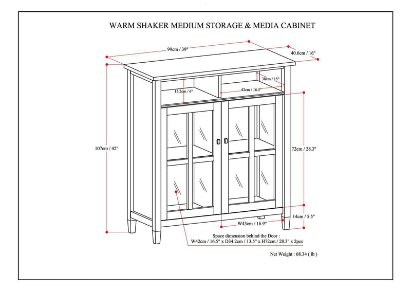 Warm Shaker - Medium Storage Media Cabinet