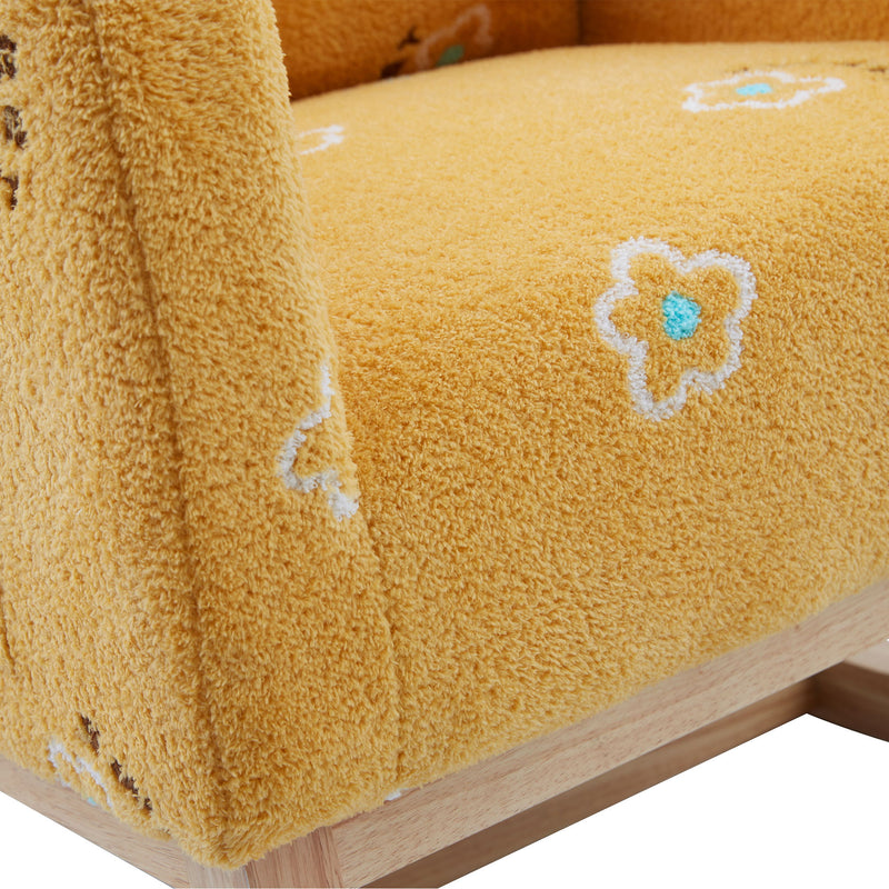 Modern Accent Rocker Armchair With Side Pocket, Upholstered High Back