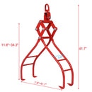 Heavy-Duty 4 Claw Timber Log Lifting Tongs Grabber - Red