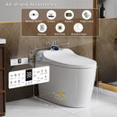 Smart Toilet Bidet Combo With Foot Sensor, LED Display, Heated Seat And Airflow, Ceramic - White
