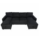 Convertible Sectional Sofa With Storage Chaise Lounges And USB Ports