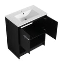 Modern Bathroom Vanity With Ceramic Sink, Freestanding Cabinet, Soft Closing Doors