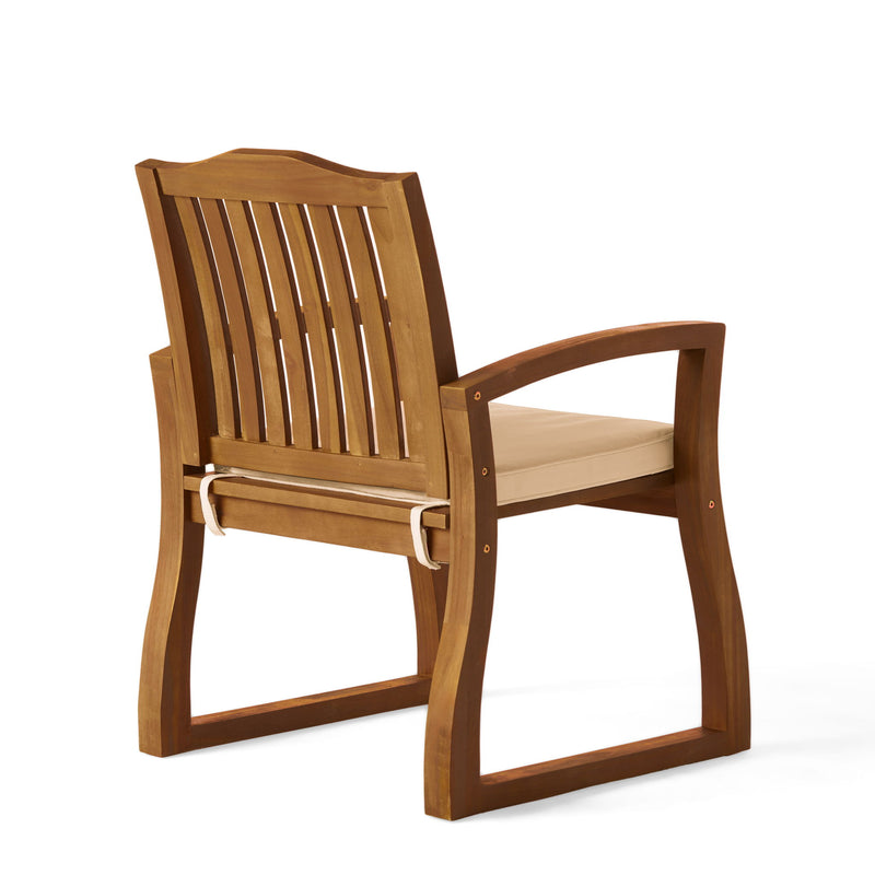 Della - Wood Armchair (Set of 2) Outdoor Dining Chairs - Cream