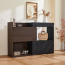 Modern Extendable & Rotating Cabinet With Drawer And Flip Doors For Versatile Storage - Black / Dark Walnut