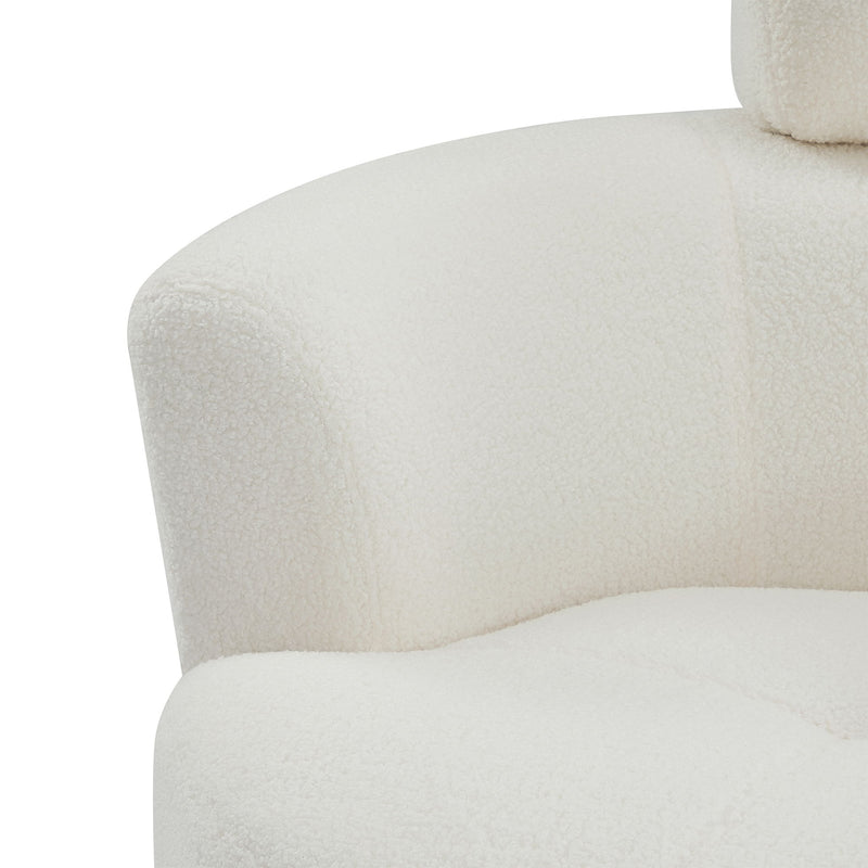 360° Swivel Chair Upholstered Accent Barrel Chair With Adjustable Headrest