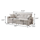 3 In 1 Convertible Sleeper Sofa Bed, Reclining Backrest, Pillows, Pockets